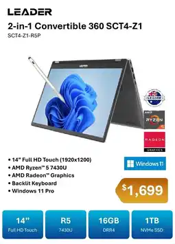 Leader Computers Leader 2-in-1 Convertible 360 SCT4-Z1 offer