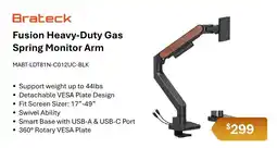 Leader Computers Brateck Fusion Heavy-Duty Gas Spring Monitor Arm offer