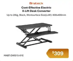 Leader Computers Brateck Cost-Effective Electric X-Lift Desk Converter offer