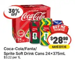 IGA Xpress Coca-Cola/Fanta/Sprite Soft Drink Cans offer