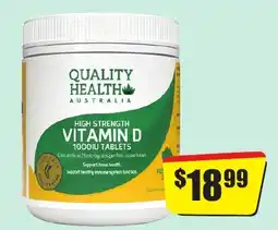 Chemist Discount Centre Quality Health Australia High Strength Vitamin D 1000IU Tablets offer