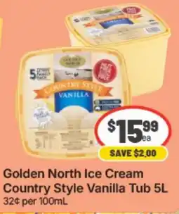 IGA Xpress Golden North Ice Cream Country Style Vanilla Tub offer