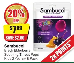 Chemist Discount Centre Sambucol Black Elderberry Soothing Throat Pops Kids 2 Years+ offer