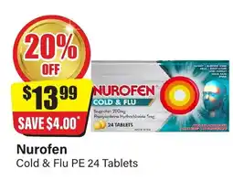 Chemist Discount Centre Nurofen Cold & Flu PE 24 Tablets offer
