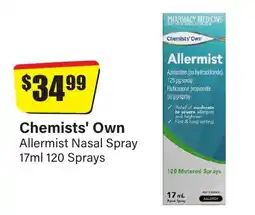 Chemist Discount Centre Chemists' Own Allermist Nasal Spray offer