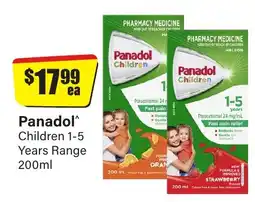 Chemist Discount Centre Panadol Children 1-5 Years Range offer