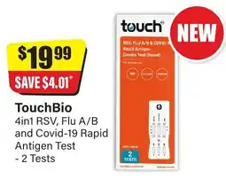 Chemist Discount Centre TouchBio 4in1 RSV, Flu A/B and Covid-19 Rapid Antigen Test offer