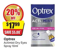 Chemist Discount Centre Optrex Actimist Dry Eyes Spray offer