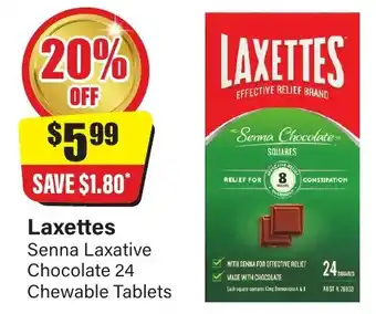 Laxettes Senna Laxative Chocolate 24 Chewable Tablets