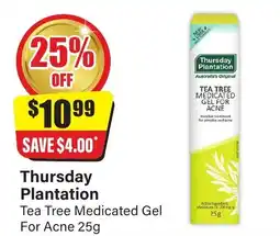 Chemist Discount Centre Thursday Plantation Tea Tree Medicated Gel For Acne offer