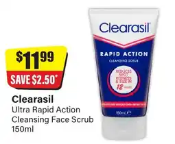 Chemist Discount Centre Clearasil Ultra Rapid Action Cleansing Face Scrub offer