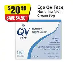Chemist Discount Centre Ego QV Face Nurturing Night Cream offer