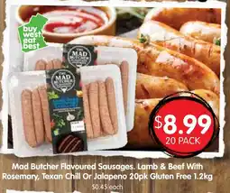Spudshed Mad Butcher Flavoured Sausages Lamb & Beef offer