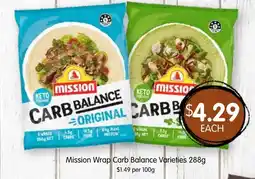 Spudshed Mission Wrap Carb Balance Varieties offer