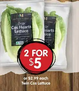 Spudshed Monte Farms Crisp Cos Hearts Lettuce offer