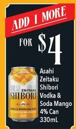Ritchies Asahi Zeitaku Shibori Vodka & Soda Mango offer
