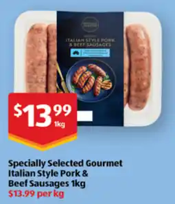 ALDI Specially Selected Gourmet Italian Style Pork & Beef Sausages offer