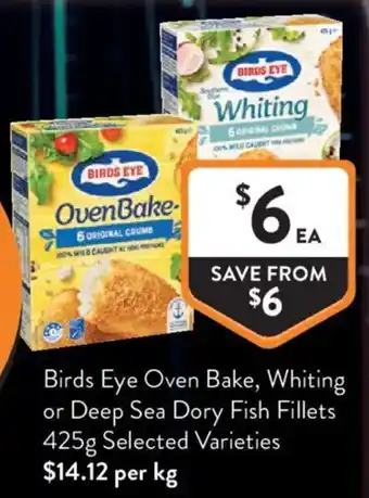 Birds Eye Oven Bake, Whiting or Deep Sea Dory Fish Fillets