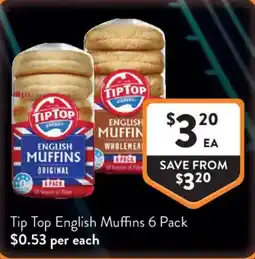 Foodworks Tip Top English Muffins offer