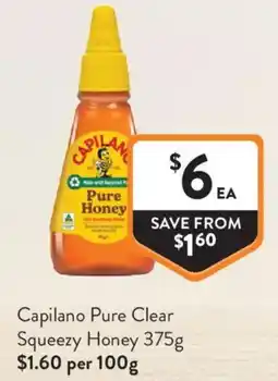Foodworks Capilano Pure Clear Squeezey Honey offer