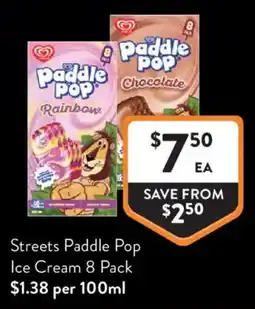 Foodworks Streets Paddle Pop Ice Cream 8 Pack offer