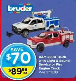 Toyworld bruder RAM 2500 Truck with Light & Sound Service or Fire Engine Truck offer