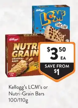 Foodworks Kellogg's LCM's or Nutri-Grain Bars offer