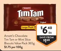 Foodworks Arnott's Chocolate Tim Tam or Mint Slice Biscuits offer