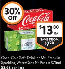 Foodworks Coca-Cola Soft Drink or Mt. Franklin Sparkling Water offer