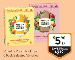 Foodworks Proud & Punch Ice Cream 6 Pack Selected Varieties offer