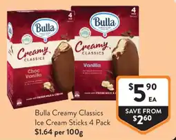Foodworks Bulla Creamy Classics Ice Cream Sticks offer