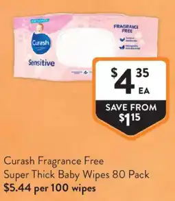Foodworks Curash Fragrance Free Super Thick Baby Wipes offer