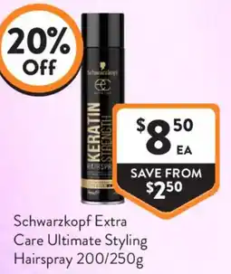 Foodworks Schwarzkopf Extra Care Ultimate Styling Hairspray offer