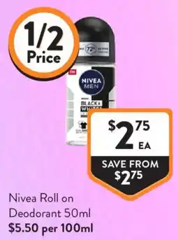 Foodworks Nivea Roll on Deodorant offer