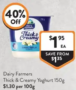 Foodworks Dairy Farmers Thick & Creamy Yoghurt offer
