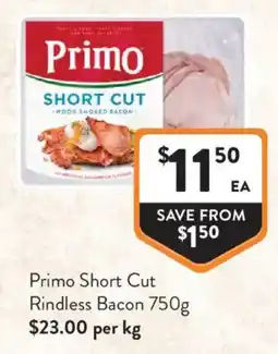 Foodworks Primo Short Cut Rindless Bacon offer