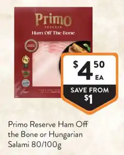 Foodworks Primo Reserve Ham Off the Bone offer