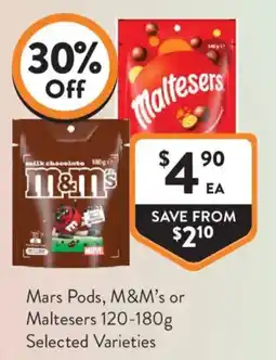 Foodworks Mars Pods, M&M's or Maltesers offer
