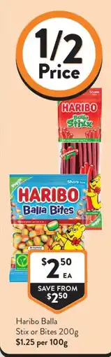 Foodworks Haribo Balla Stix or Bites offer