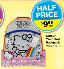 Toyworld Hello Kitty Colour Your Own Backpack offer