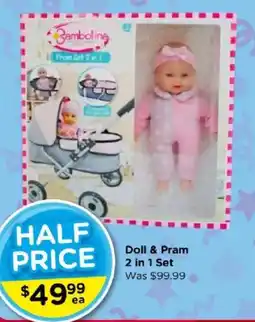 Toyworld Bambolina Doll & Pram 2 in 1 Set offer