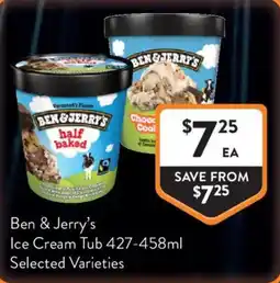 Foodworks Ben & Jerry's Ice Cream Tub offer