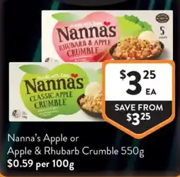 Foodworks Nanna's Apple or Apple & Rhubarb Crumble offer