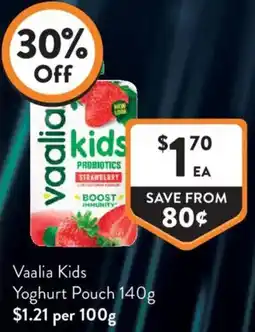 Foodworks Vaalia Kids Yoghurt Pouch offer