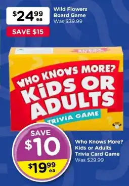 Toyworld Who Knows More? Kids or Adults Trivia Card Game offer