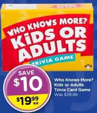Who Knows More? Kids or Adults Trivia Card Game