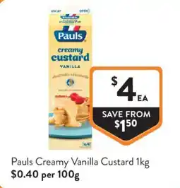 Foodworks Pauls Creamy Vanilla Custard offer