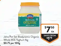 Foodworks Jalna Pot Set Biodynamic Organic Whole Milk Yoghurt offer