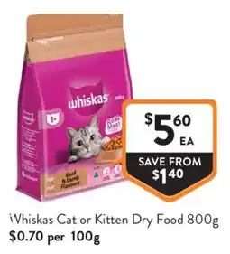 Foodworks Whiskas Cat or Kitten Dry Food offer