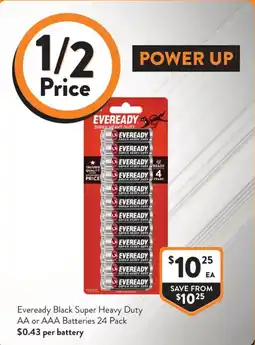 Foodworks Eveready Black Super Heavy Duty AA or AAA Batteries offer